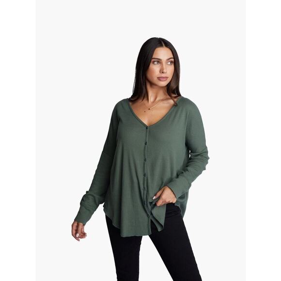 ABLE Julia Anywhere Top Henley Button Up 100% Cotton Lightweight Fall Size XXL - Picture 1 of 10